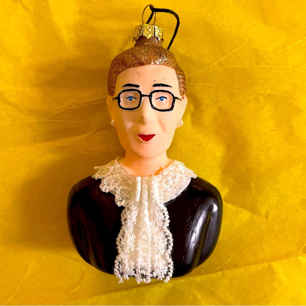 Christmas Ornament Glass Ruth Bader Ginsburg Dressed in Glitter Lace Cody Foster